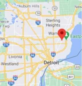 Detroit Michigan video game truck party service area map